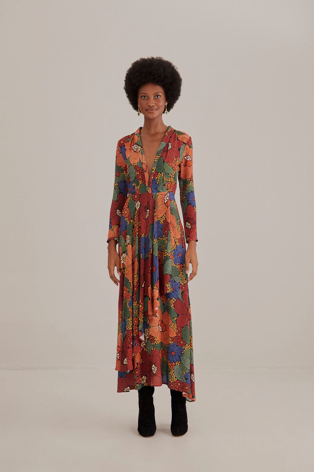 V neck floral maxi dress Clearance