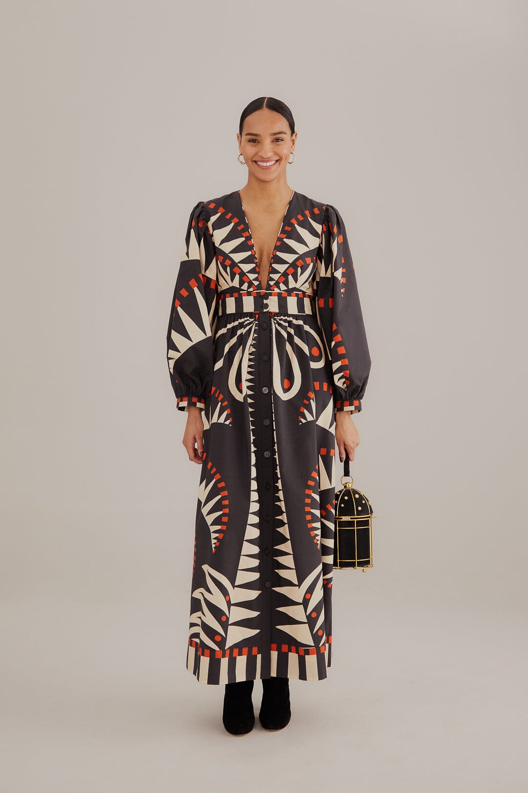 Black Coconut Grove – Dress Maxi Puff Rio FARM Sleeve