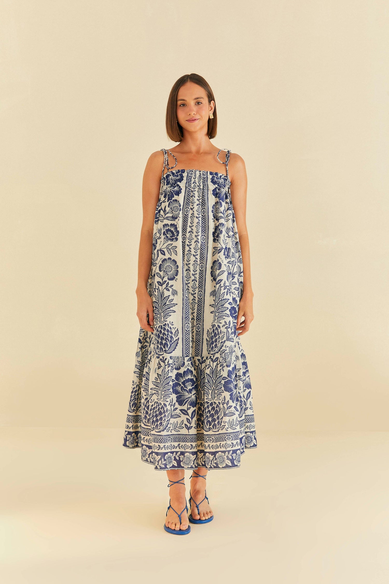 MAXI DRESS | Blue Pineapple Garden Print