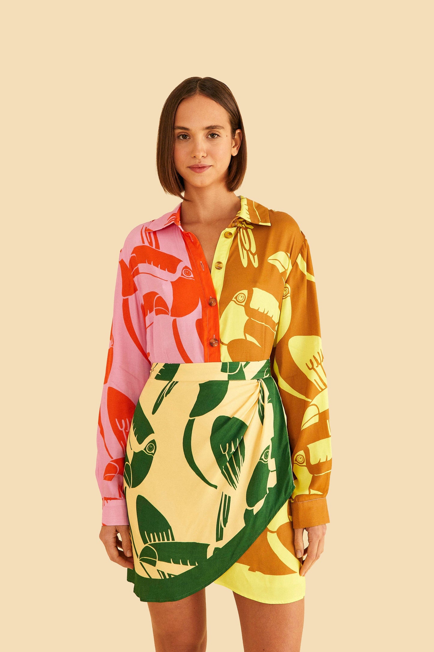 Mixed Rainbow Toucans Lenzing™ Ecovero™ Viscose Shirt