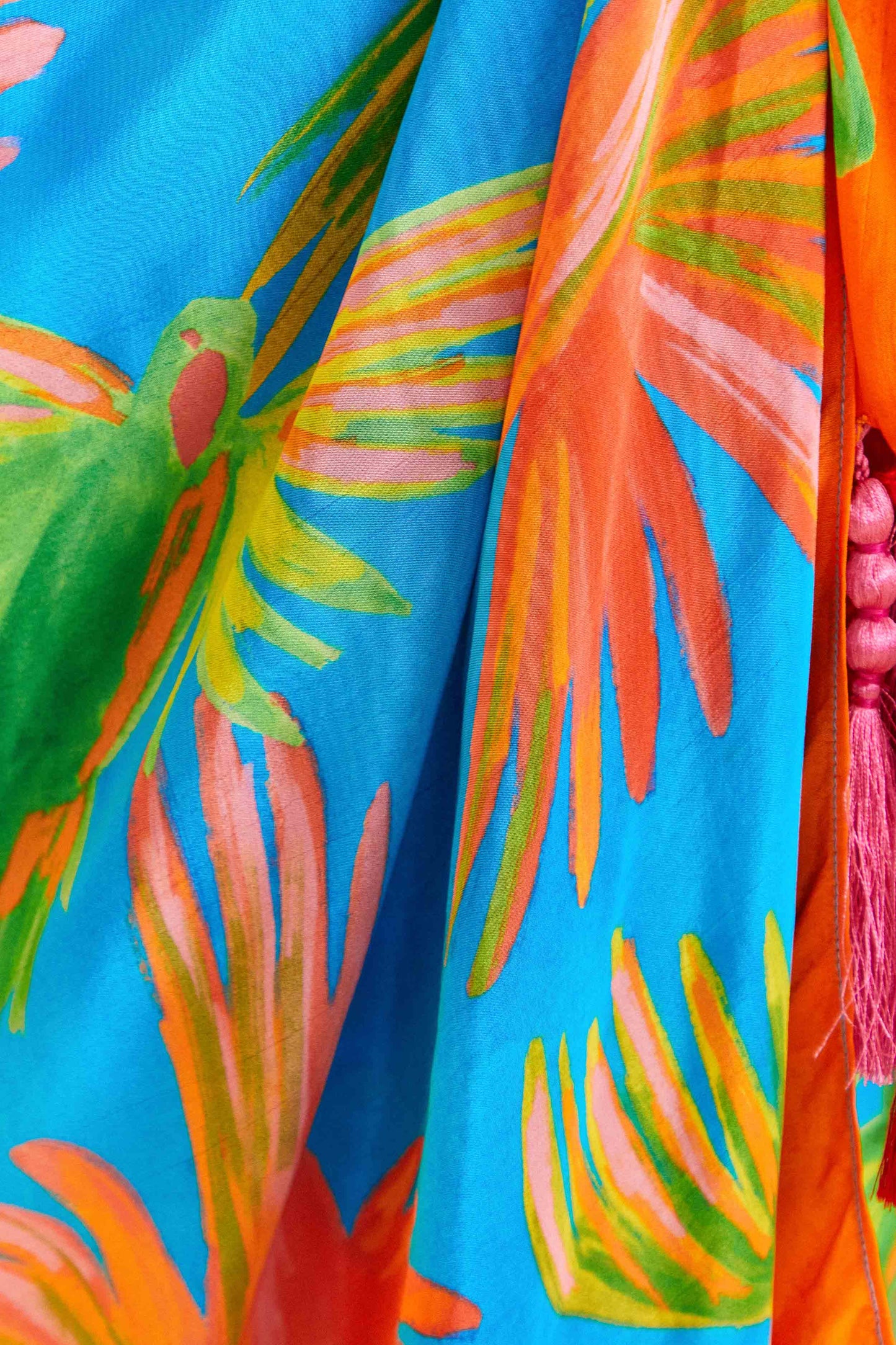 Painted Birds Scarf Midi Skirt