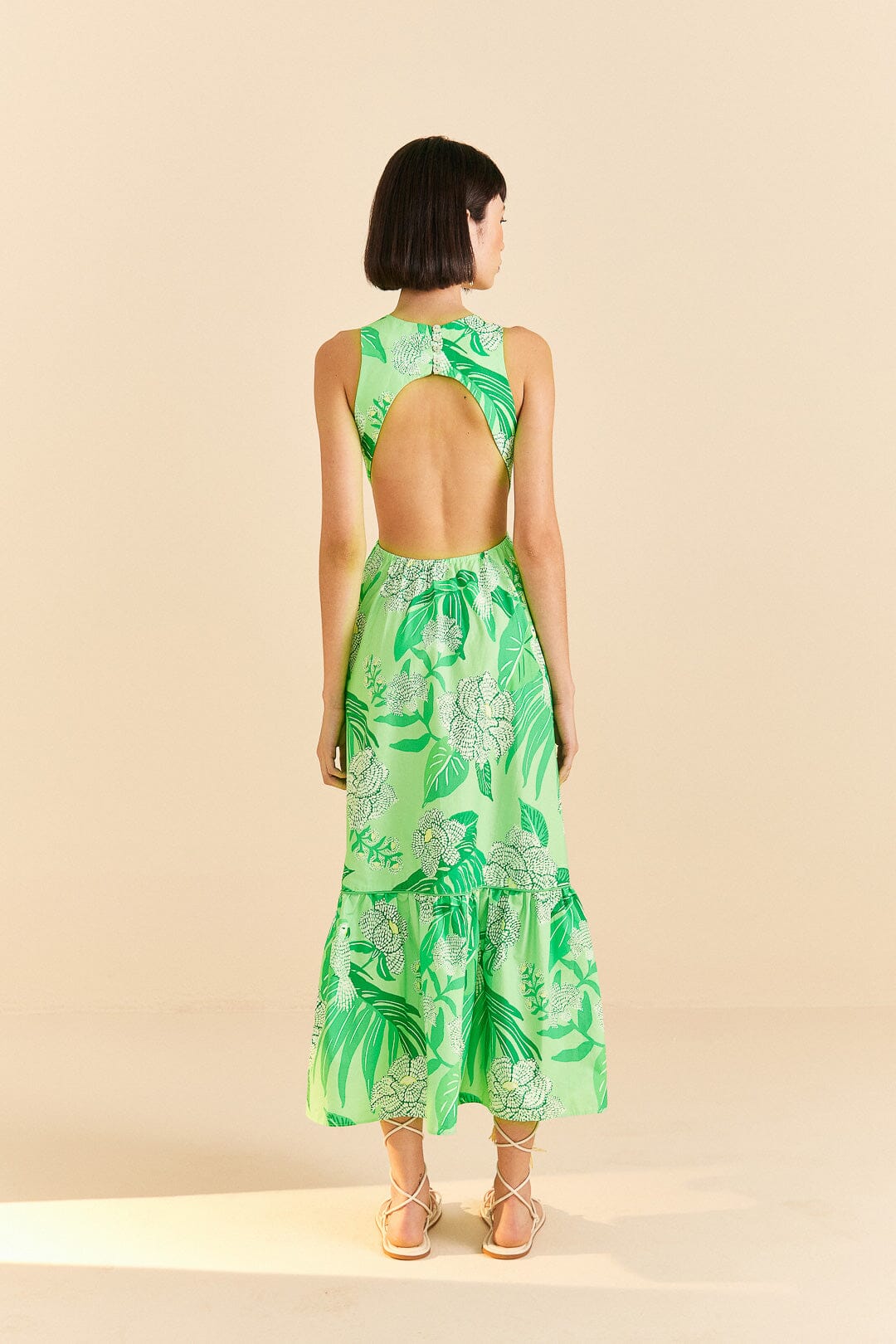 Green Dewdrop Floral Midi Dress