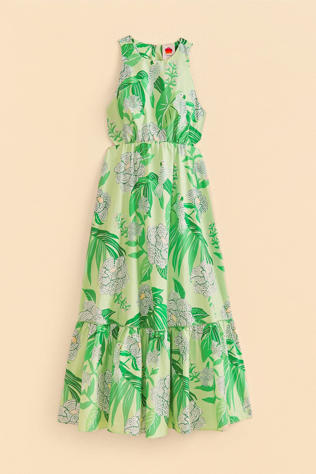 Green Dewdrop Floral Midi Dress