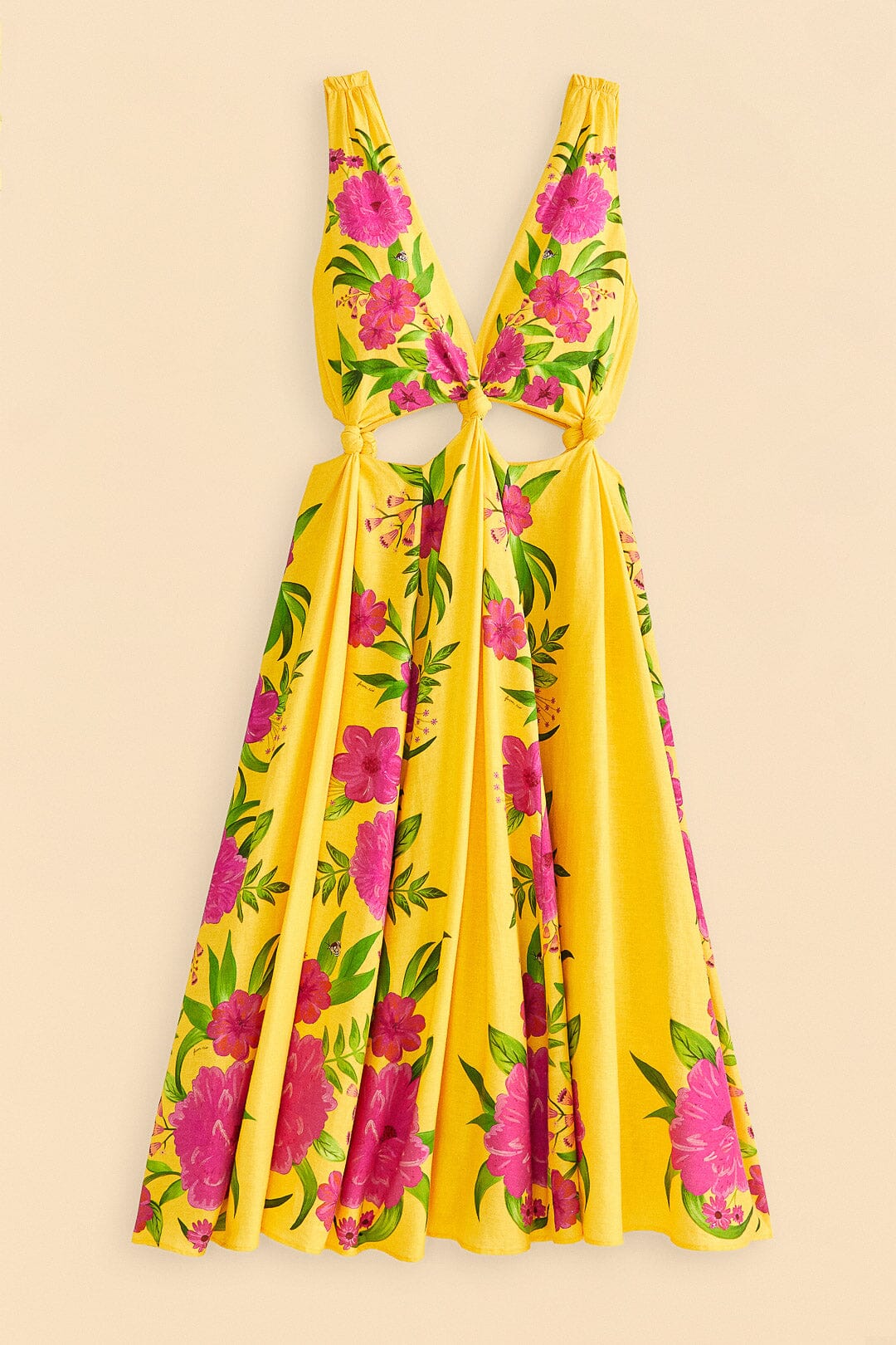 Yellow Romantic Garden Midi Dress