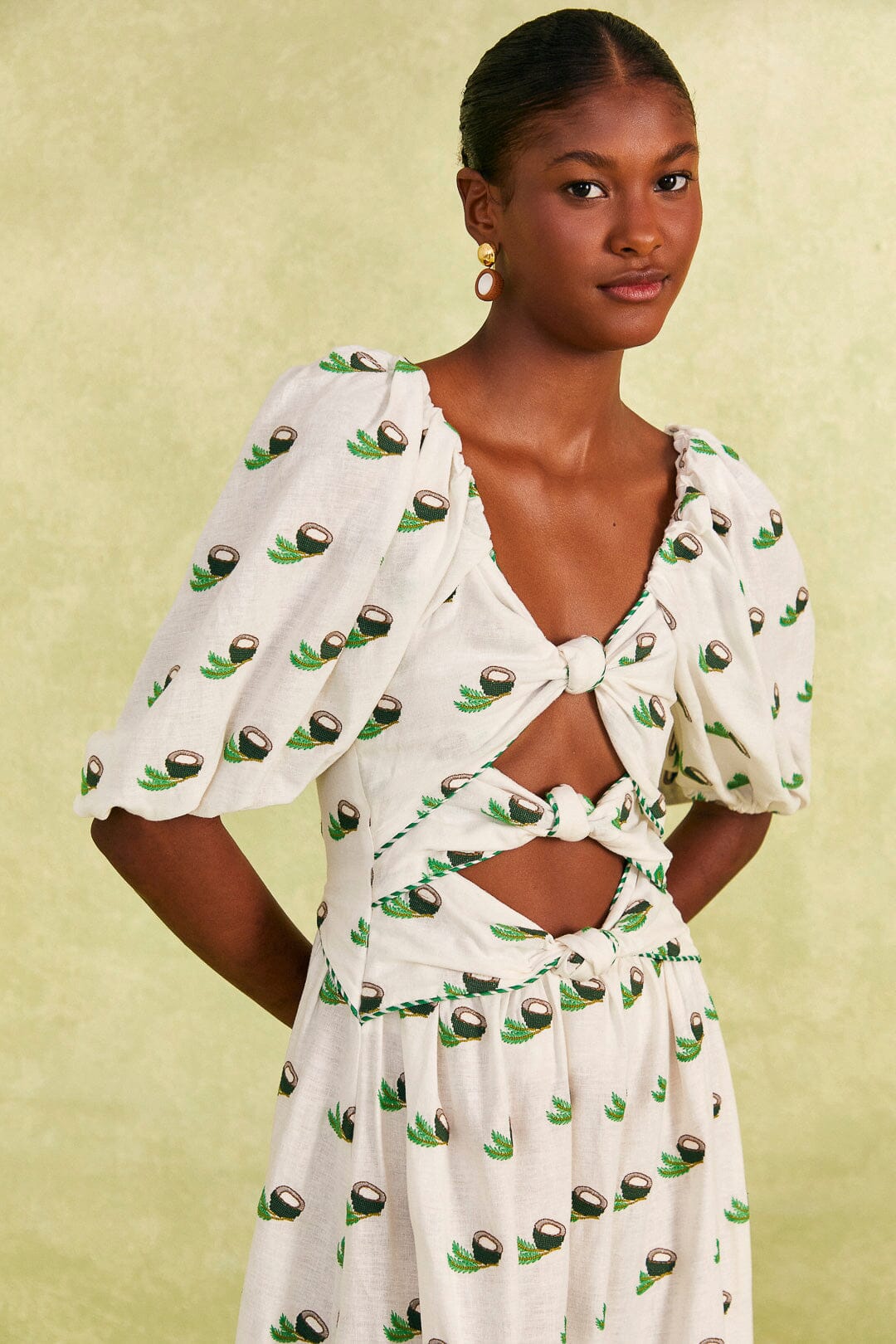 Cross Stitch Coconut Embroidered Midi Dress