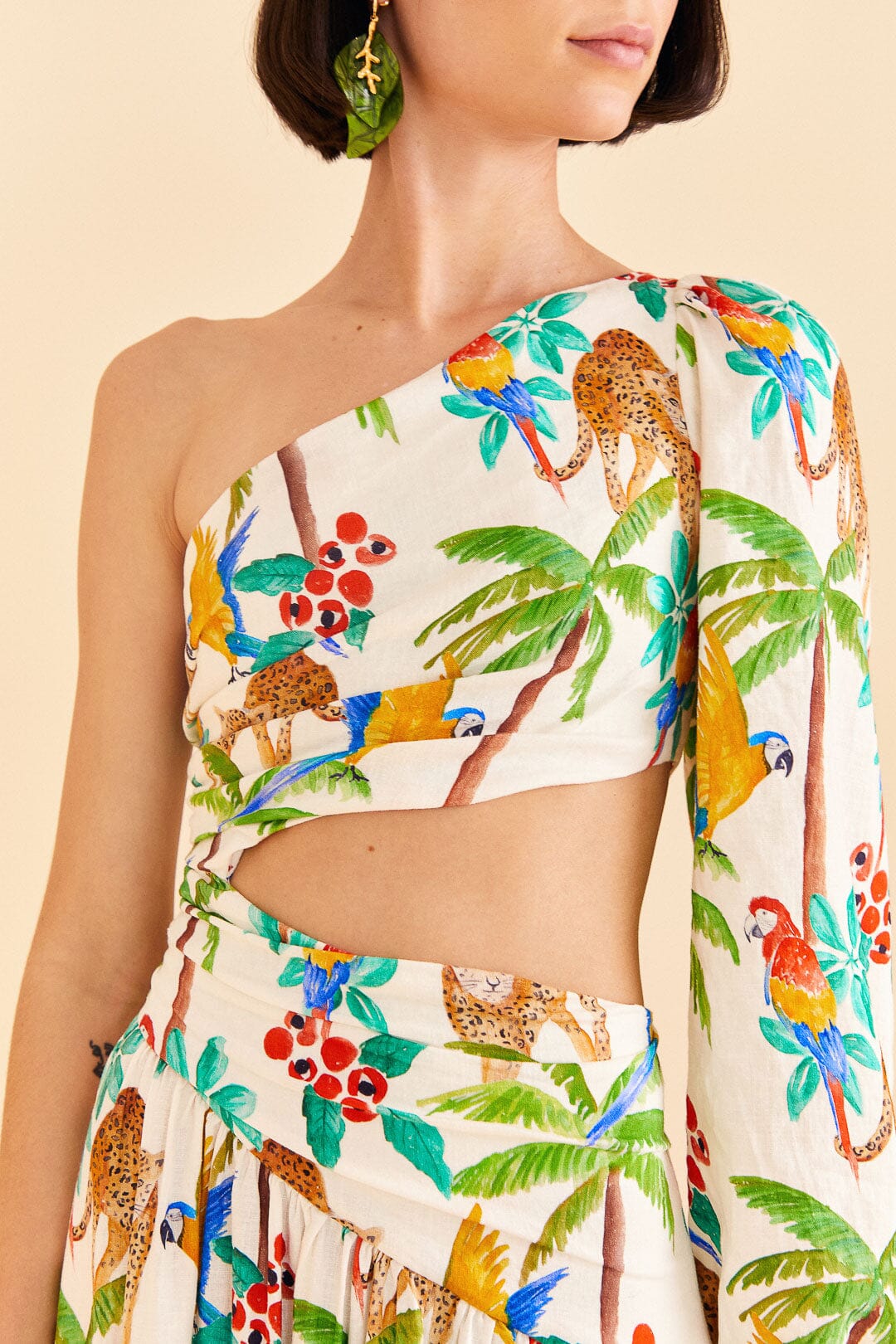 Tropical Paradise One Shoulder Midi Dress