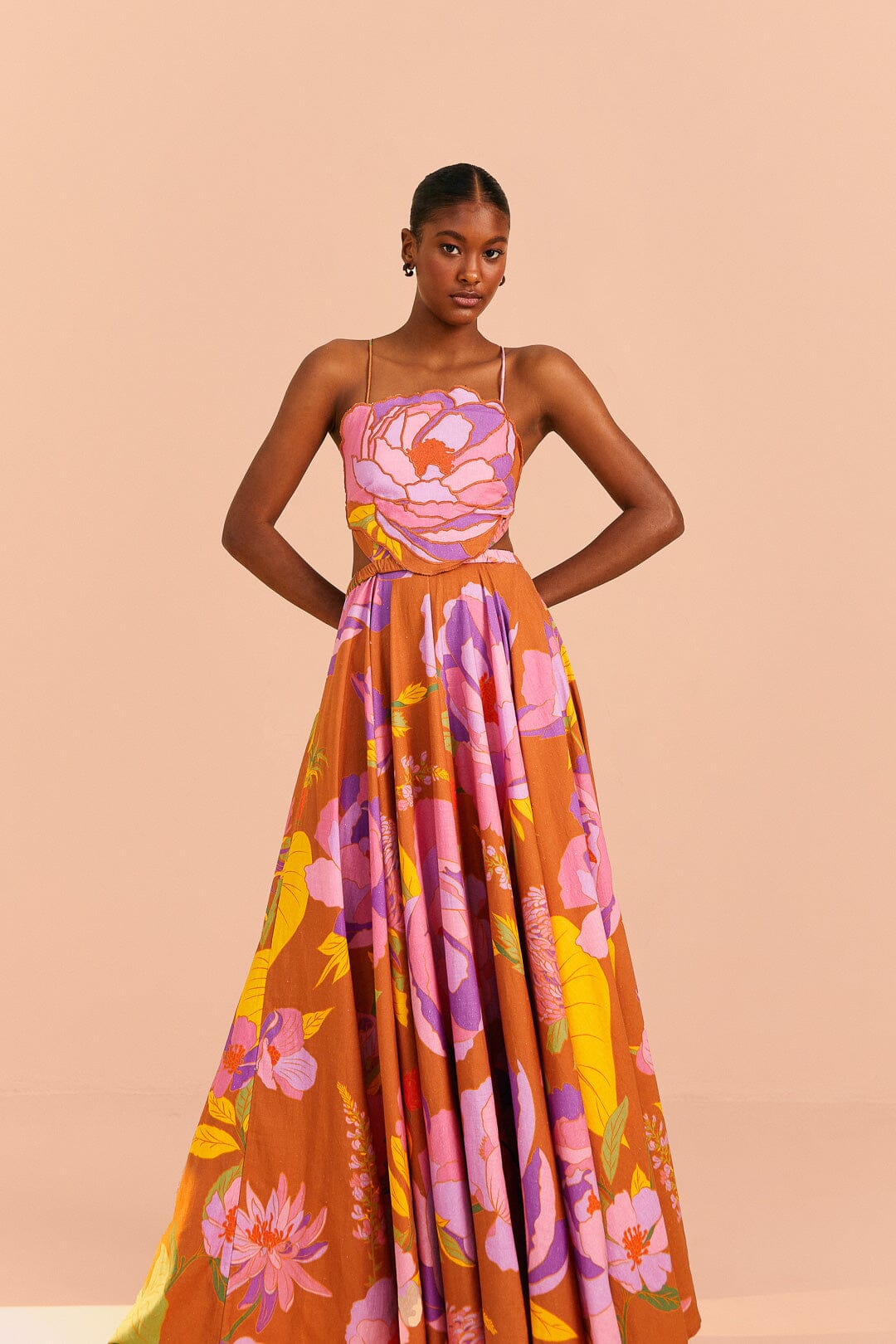 Embroidered Flower Top Maxi Dress FARM Rio