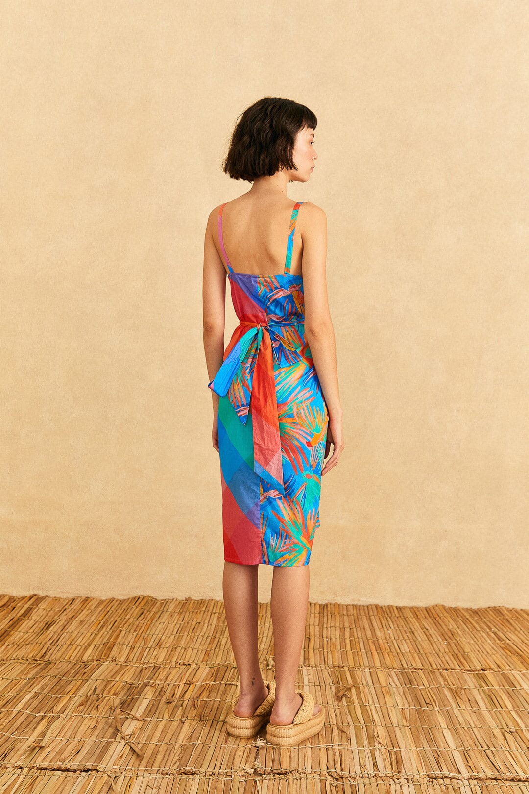 Blue Painted Birds Midi Cover-Up