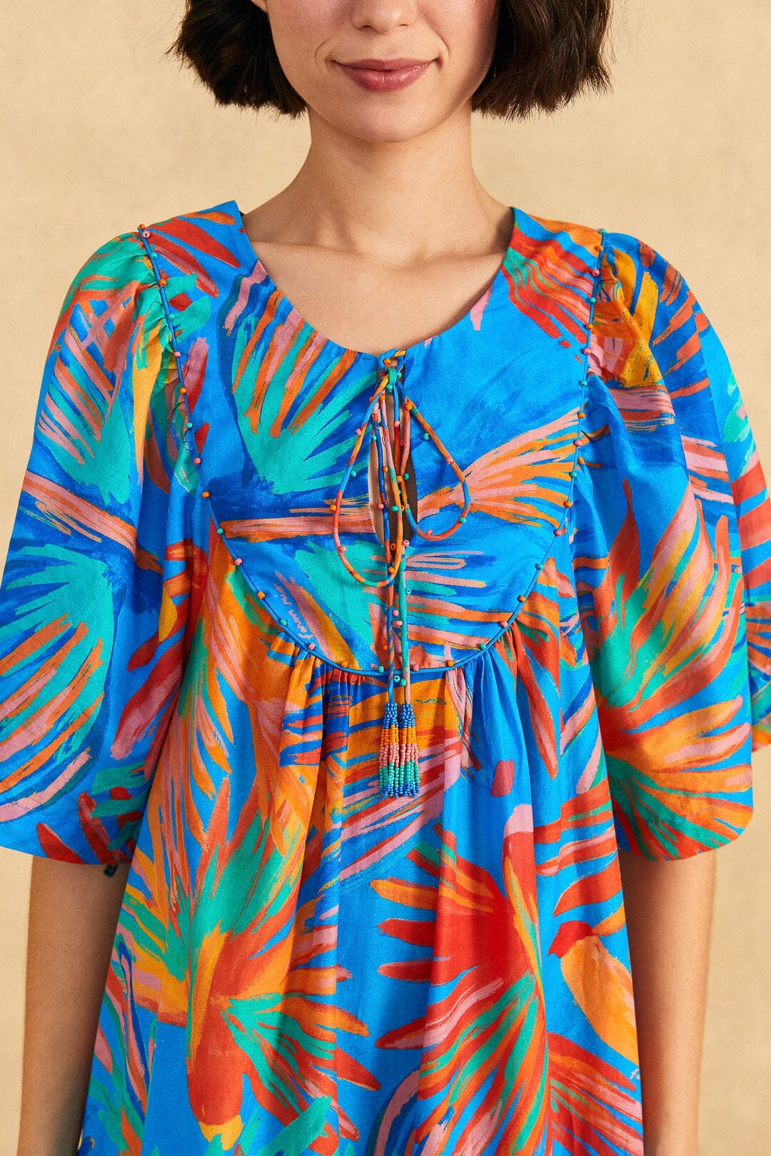 Blue Painted Birds Maxi Cover-Up