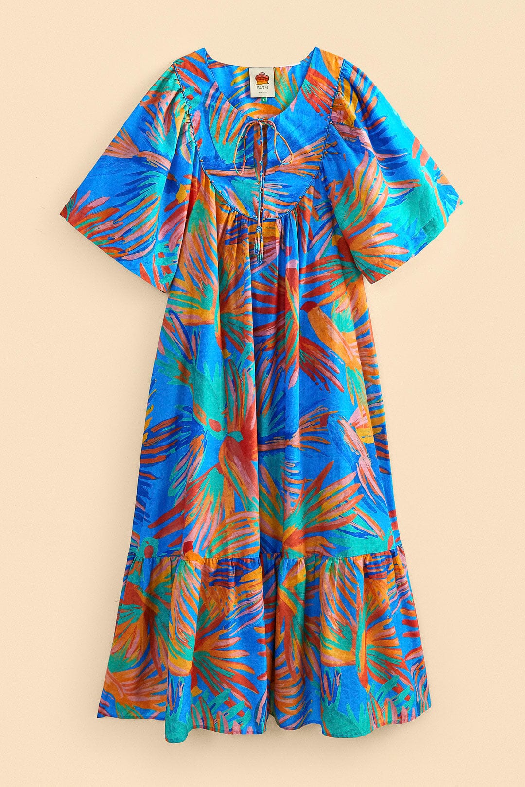 Blue Painted Birds Maxi Cover-Up