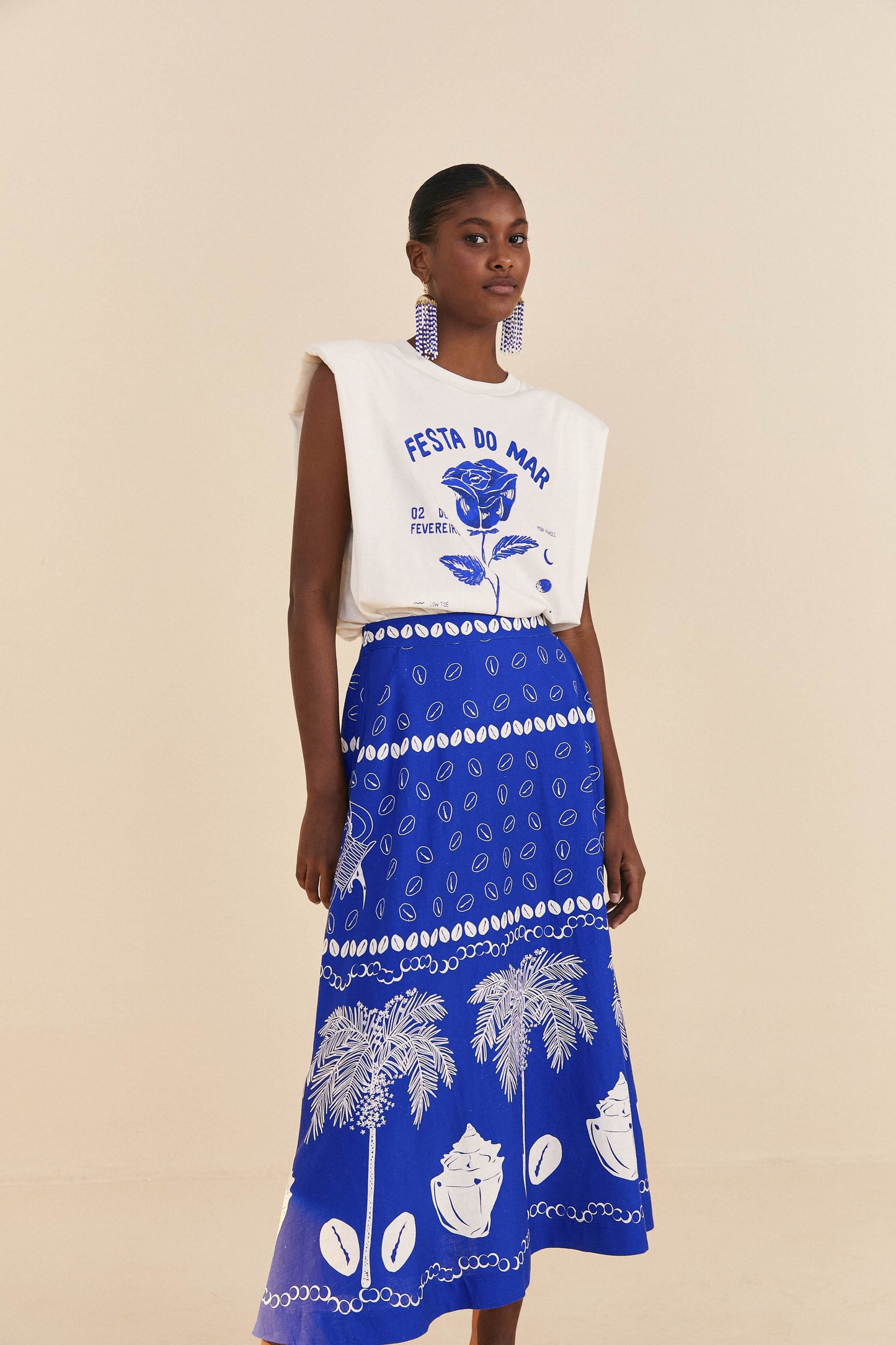 Blue Ondina Midi Skirt