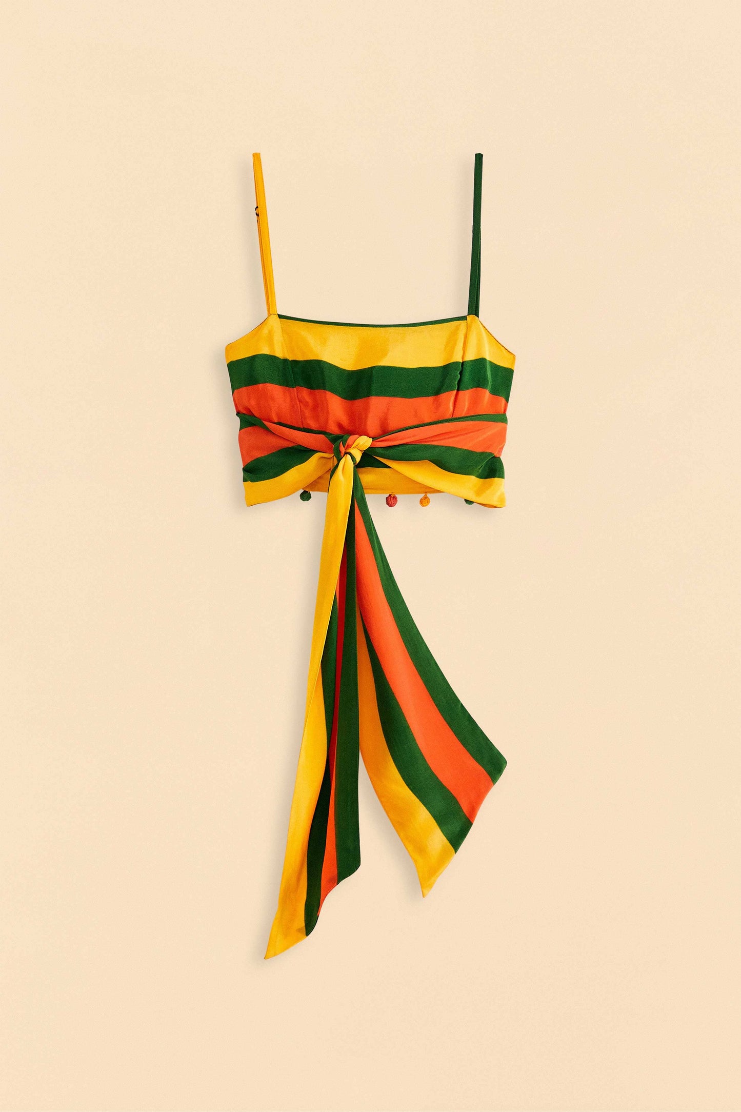 Yellow, Green & Red Striped Crop Top