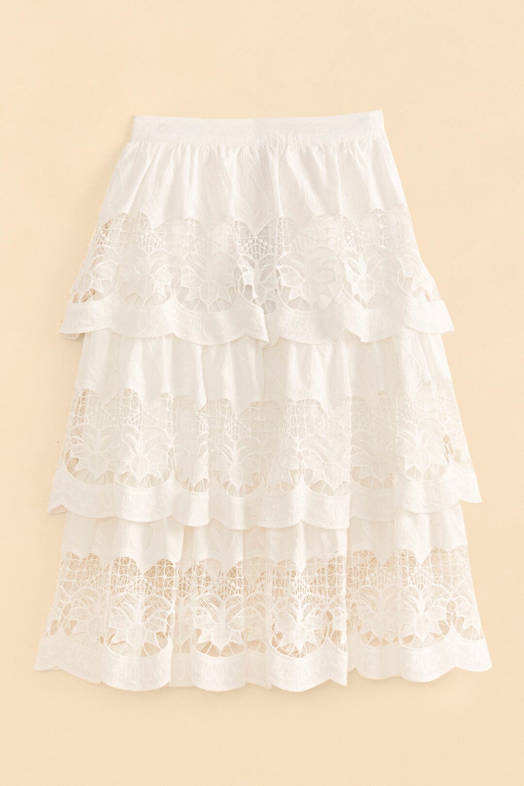 White Lace Midi Skirt