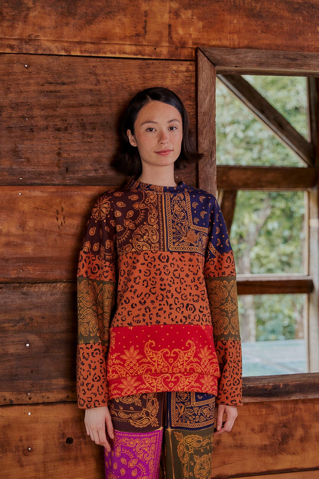 Bandana Dream Mixed Leopard Texture Sweatshirt