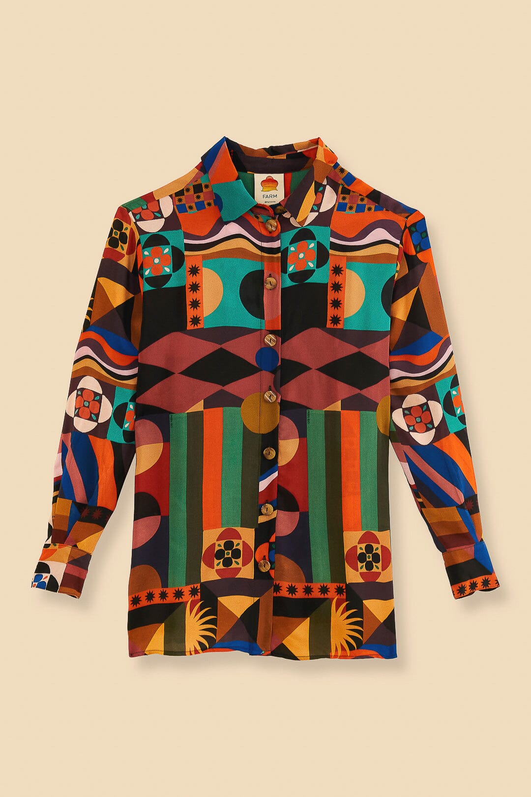 Multicolor Tropical Shapes  Long Sleeve Shirt