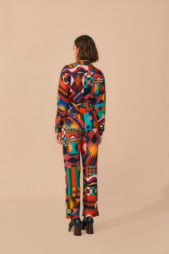 Multicolor Tropical Shapes Pants