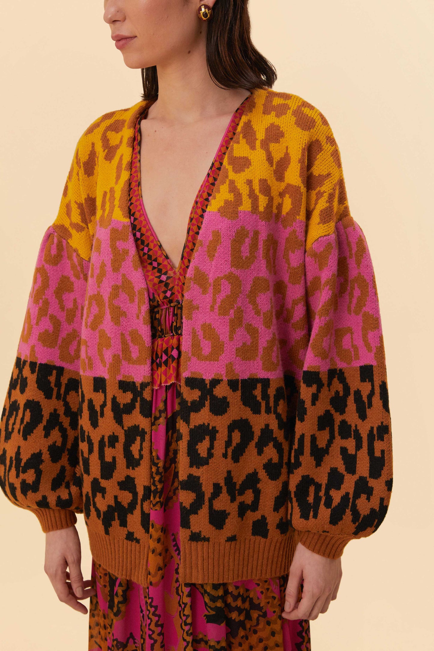 Mixed Leopards Knit Cardigan