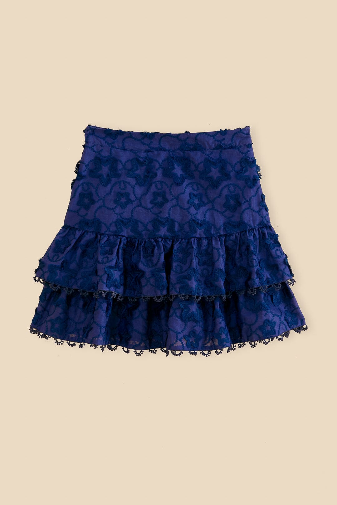 Navy Blue 3d Star Texture Mini Skirt