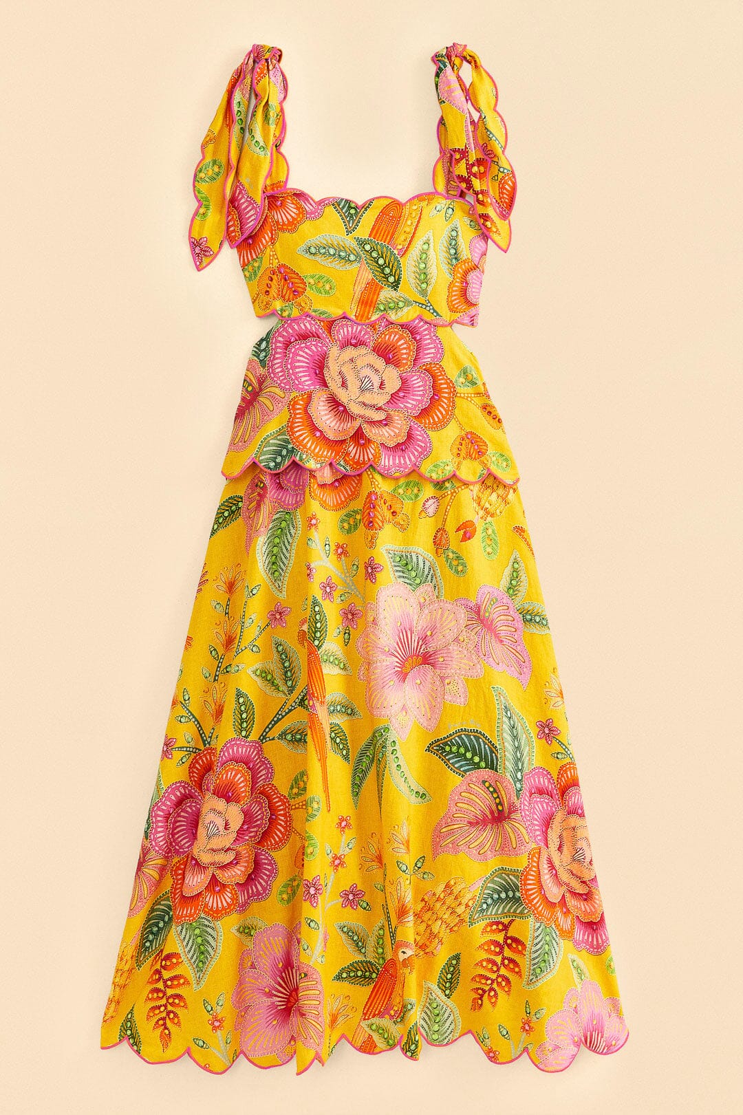 Yellow Macaw Bloom Midi Dress