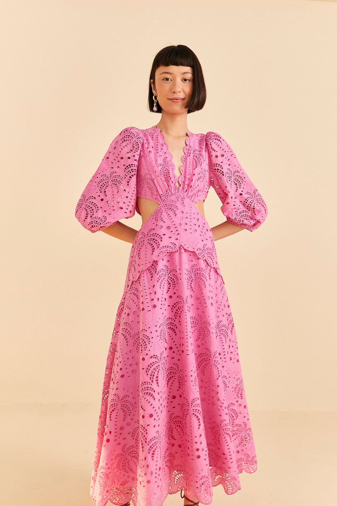 Pink Richelieu Midi Dress