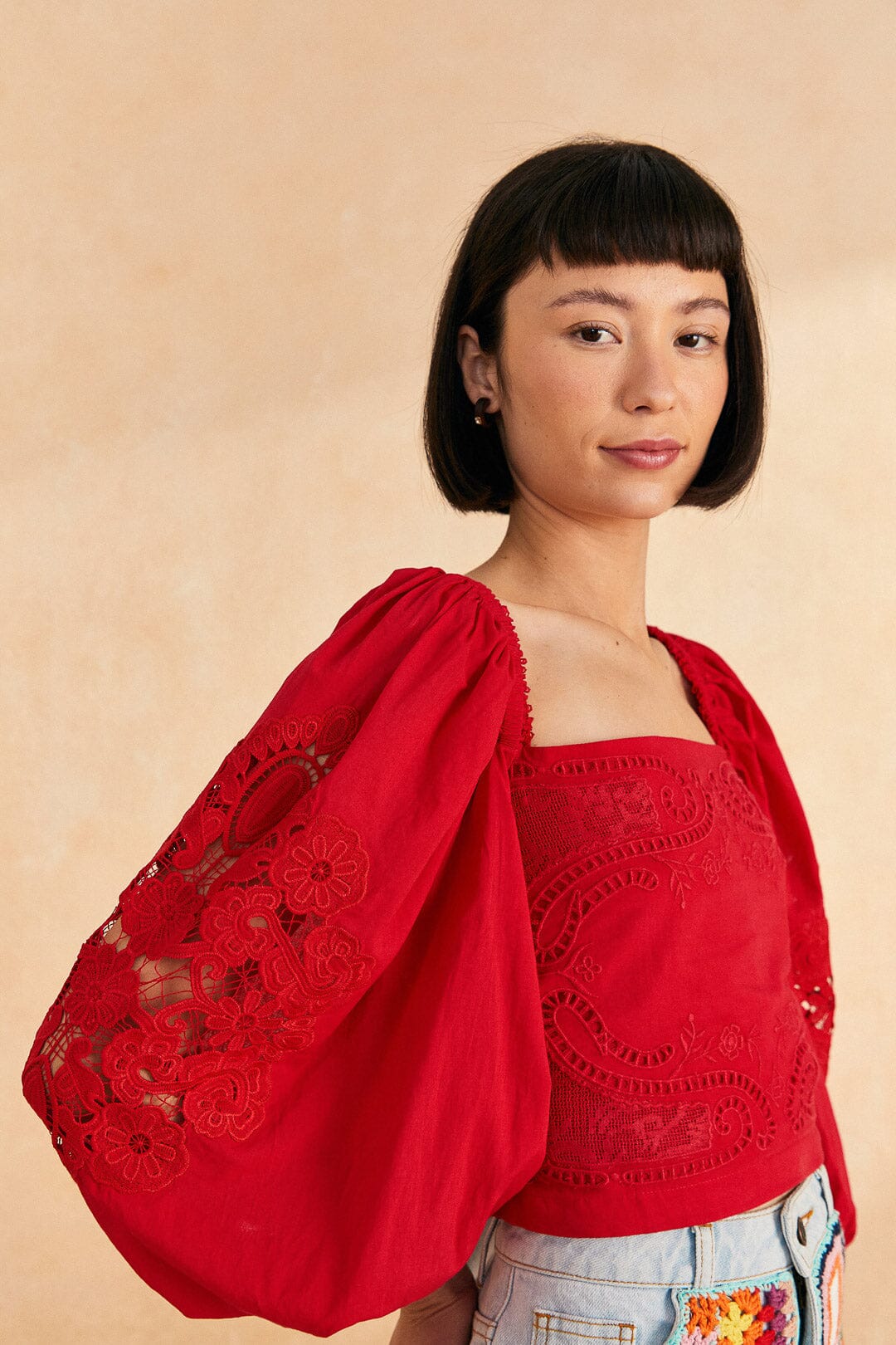 Red Lace Blouse
