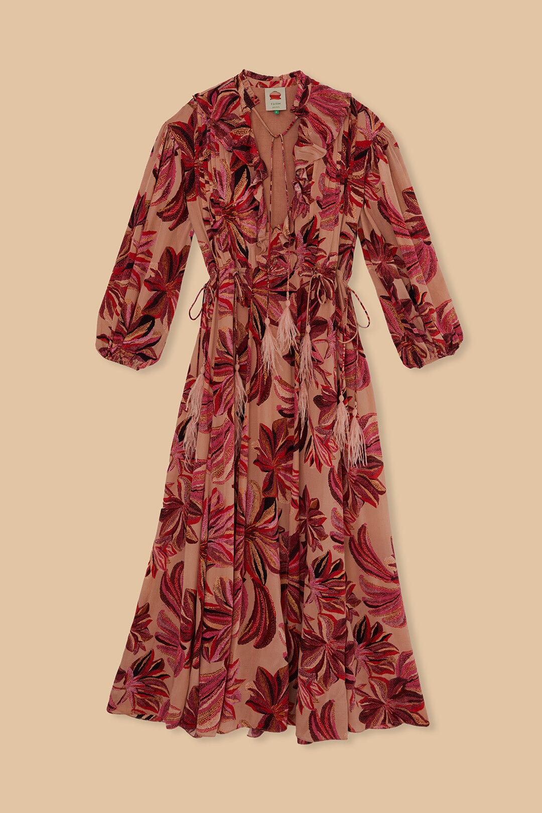 Floral Tapestry V Neck Maxi Dress