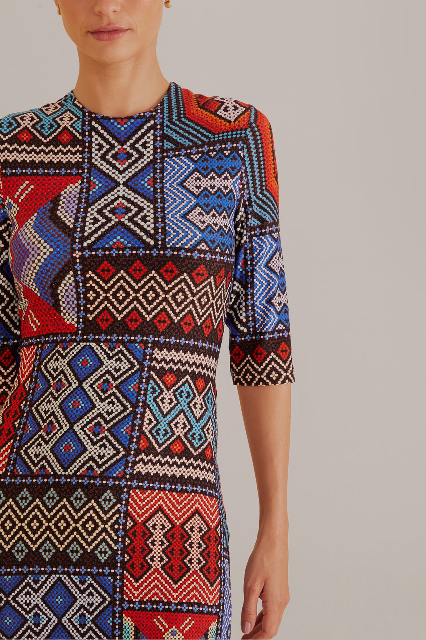 Multicolor Rauti Short Sleeve Midi Dress