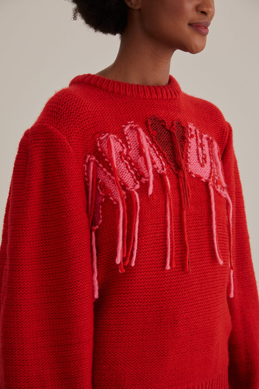Amour Embroidered Knit Sweater
