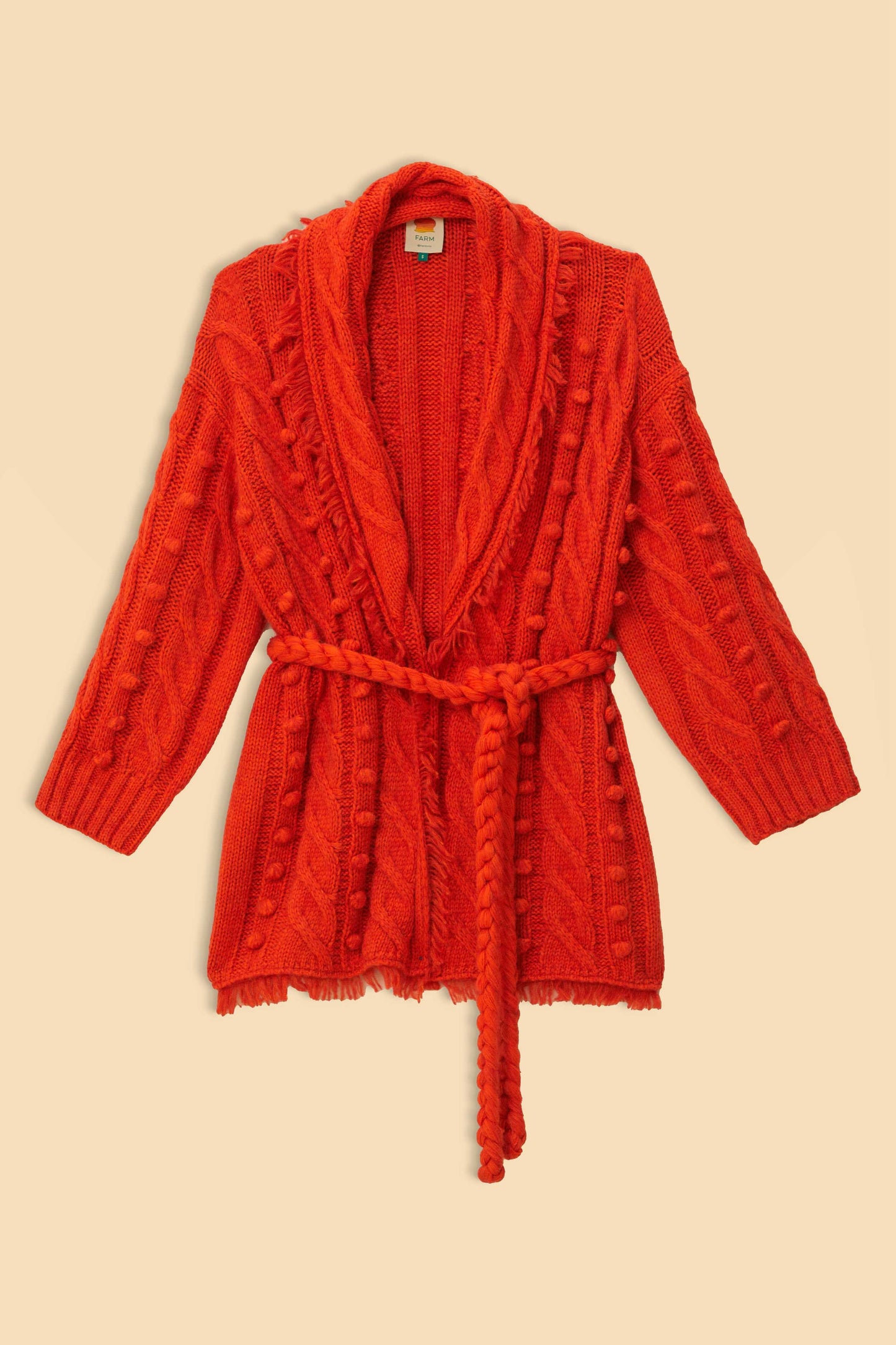 Orange Braided Knit Cardigan