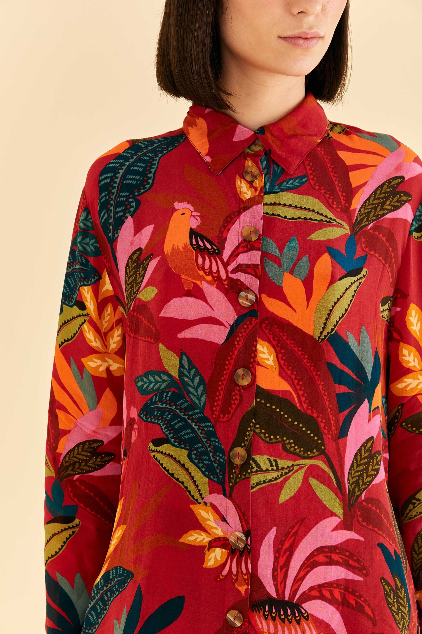 Red Rooster Leaves Long Sleeve Shirt