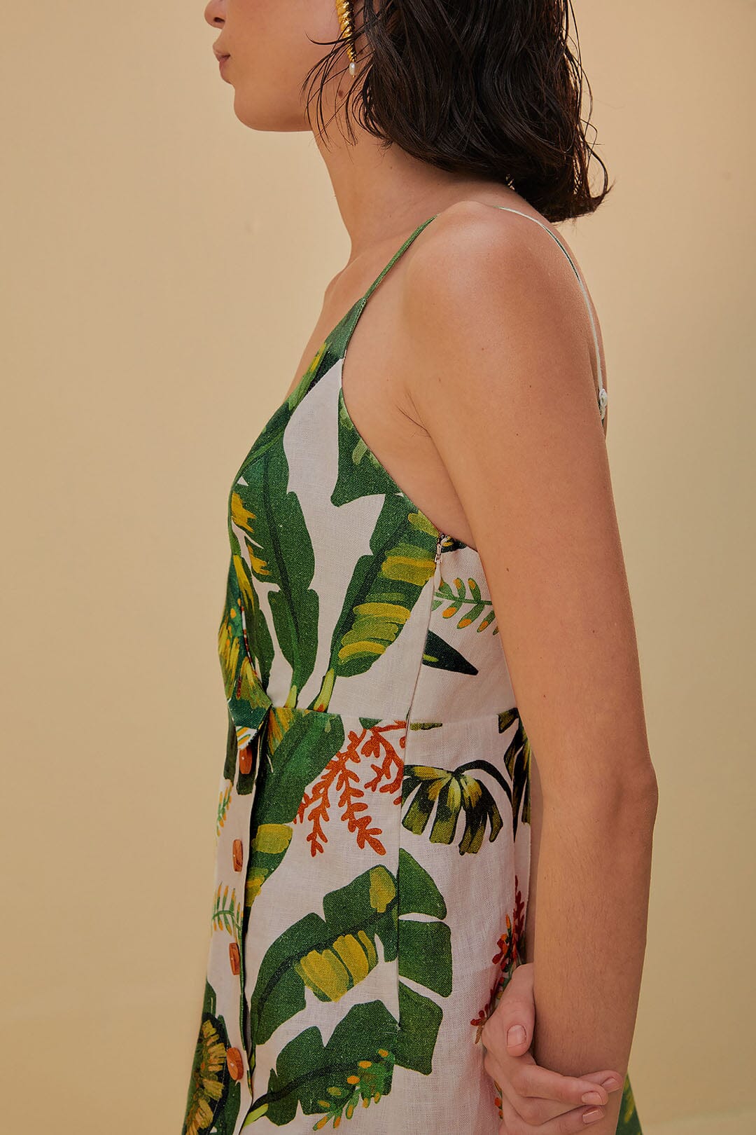 Tropical Forest Off-White Mini Dress