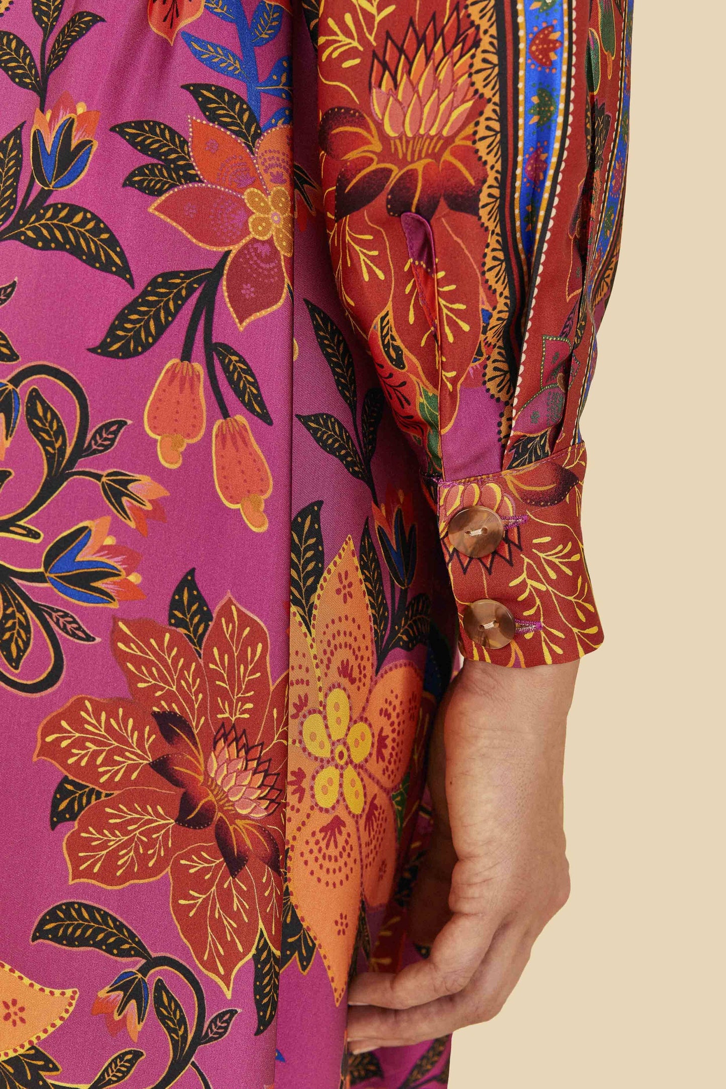 Pink Tropical Tapestry Lenzing™ Ecovero™ Viscose Shirtdress