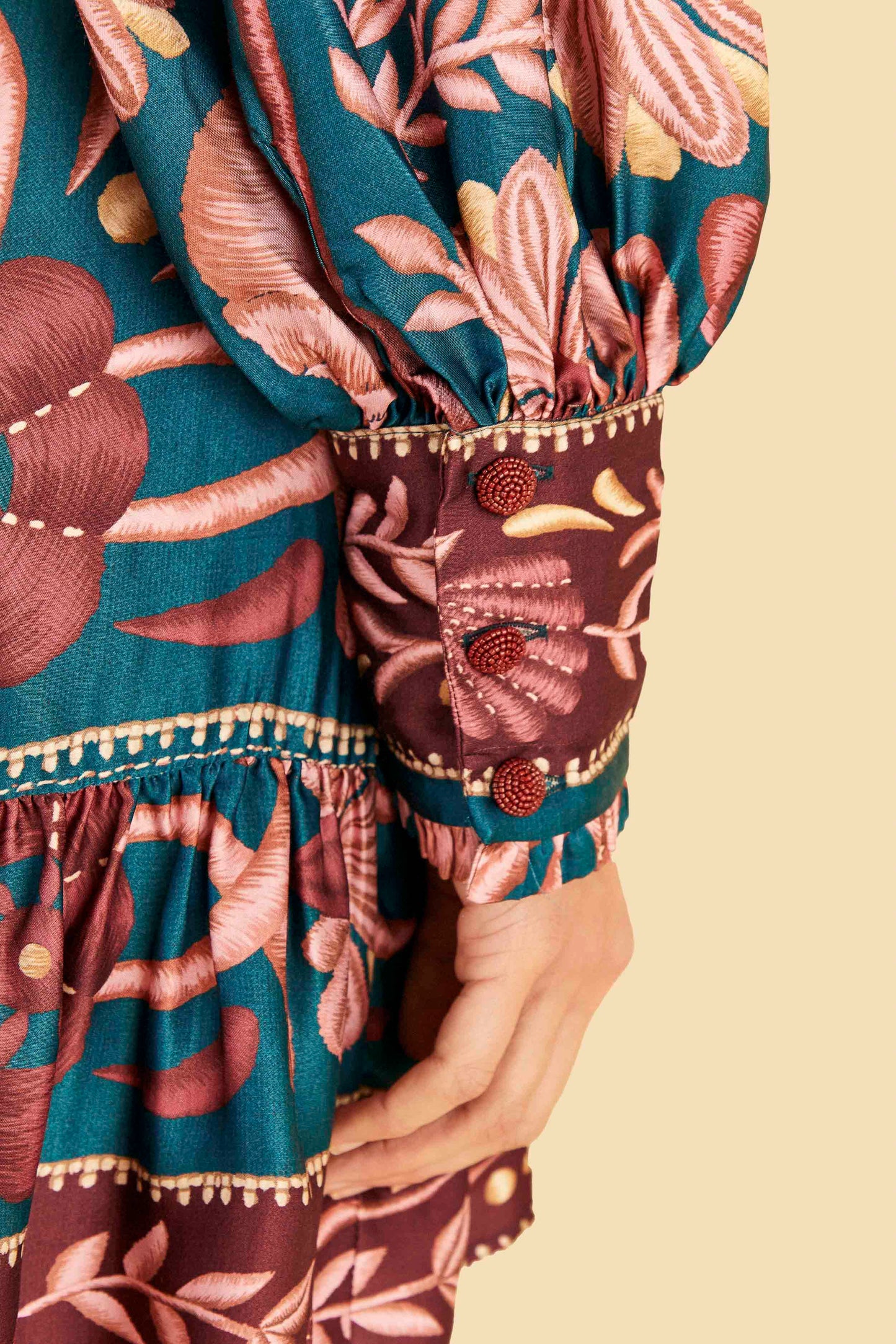 Teal Seashell Tapestry Lenzing™ Ecovero™ Viscose Mini Dress