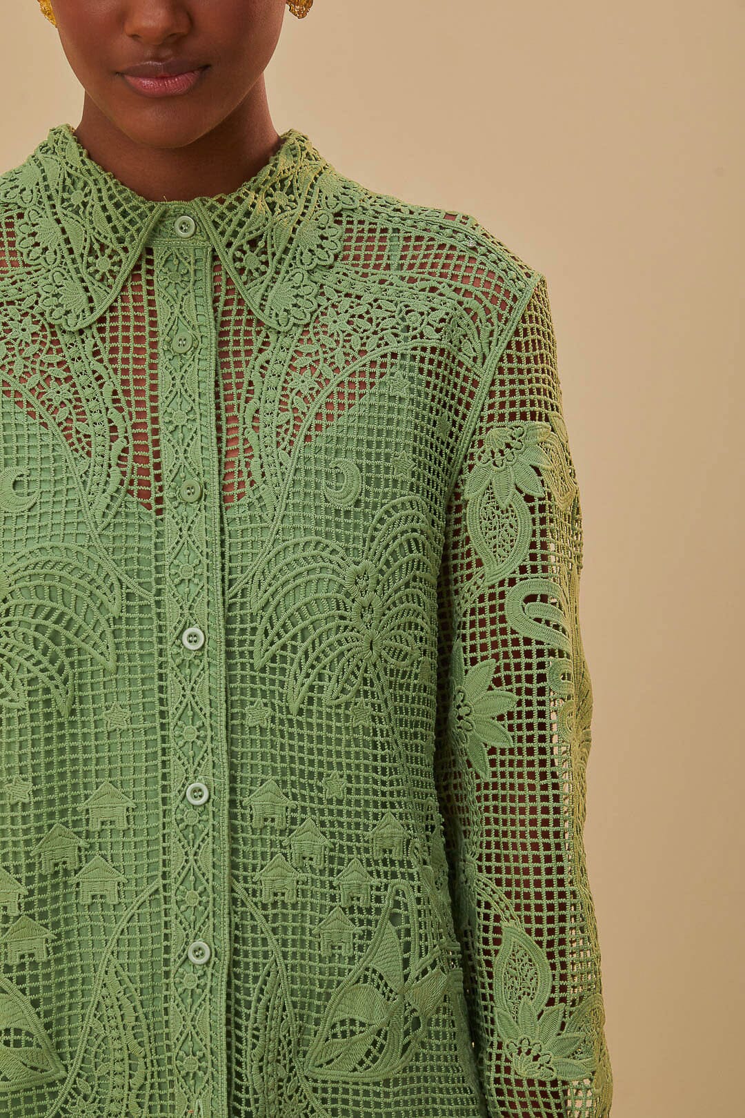 Green Guipire Long Sleeve Shirt