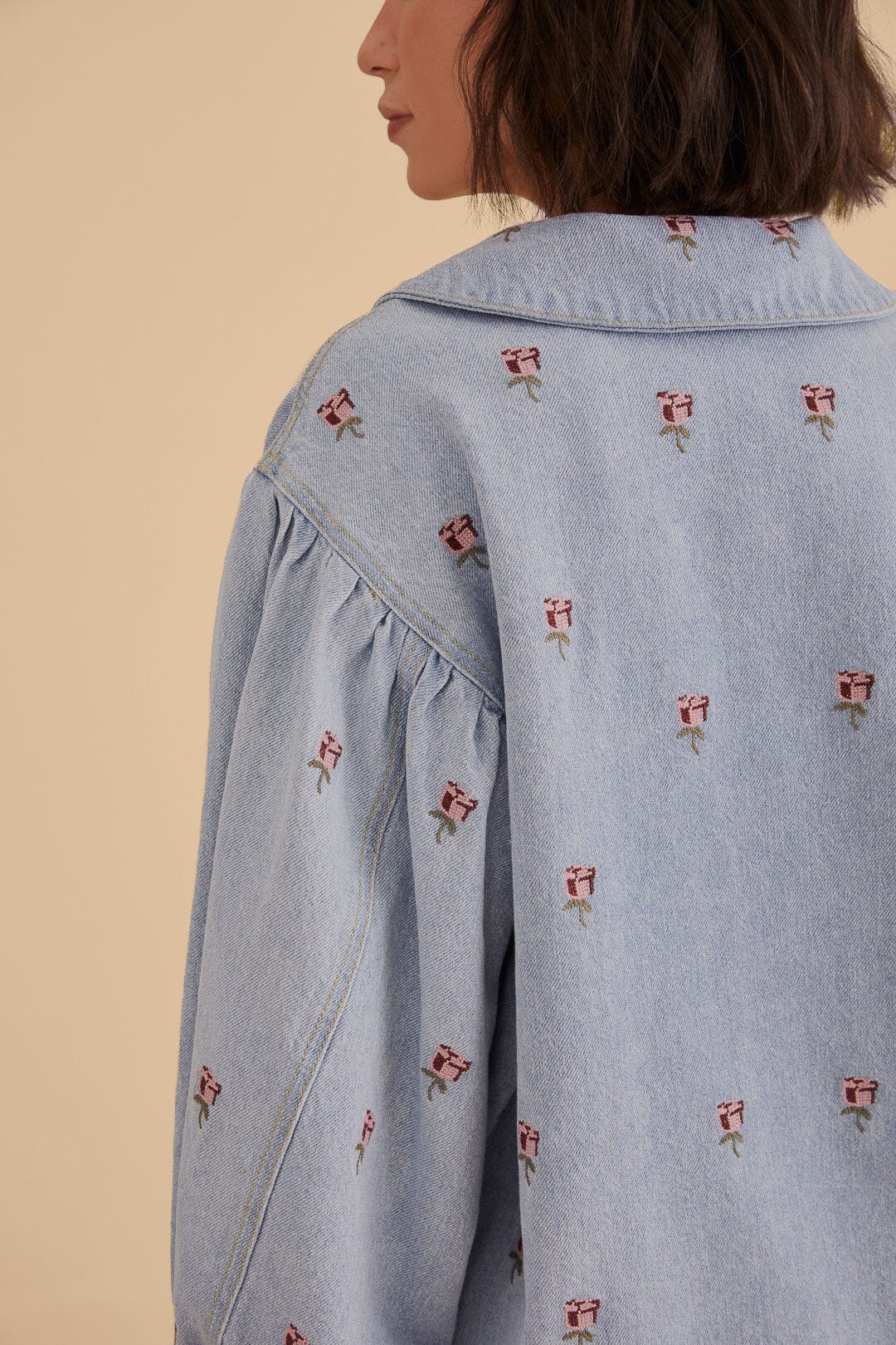 Rose Embroidered Denim Jacket