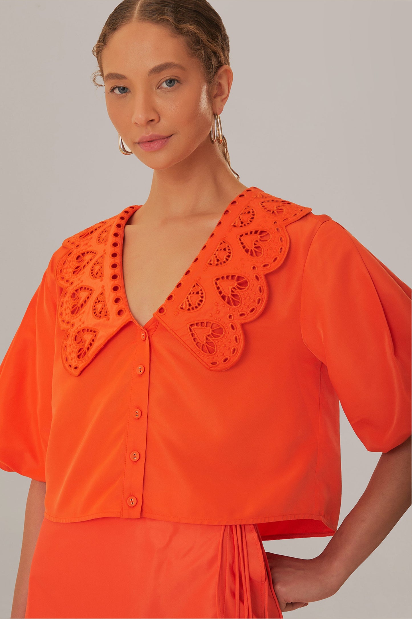 Orange Richelieu Collar Shirt