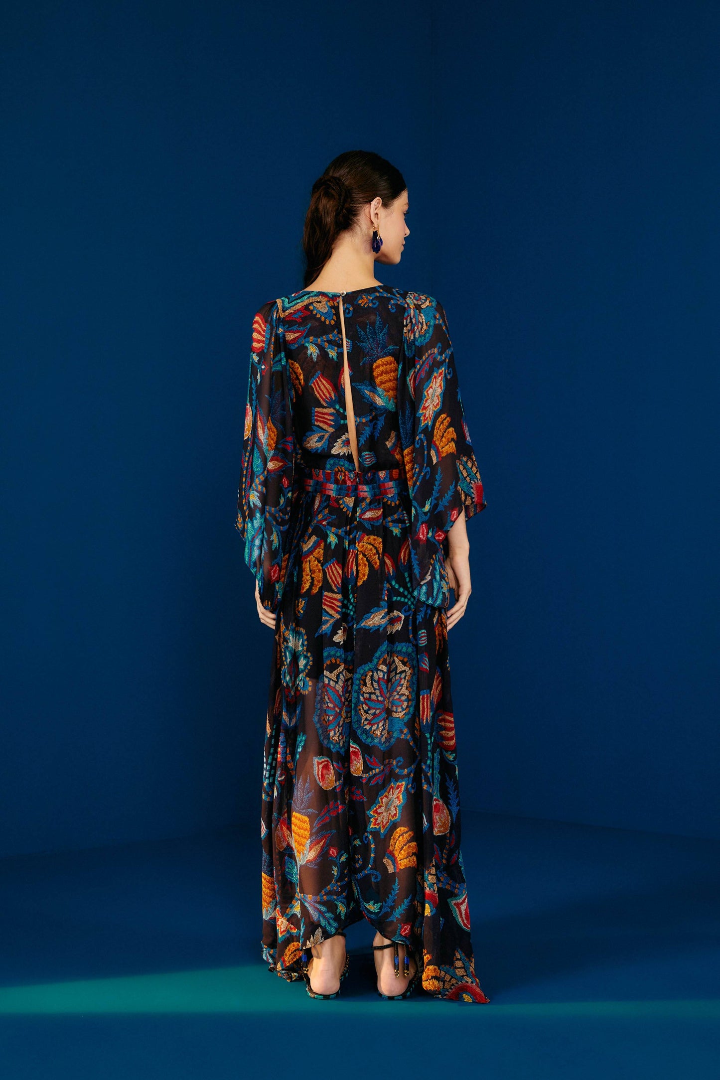 Black Sunset Tapestry Kaftan Dress