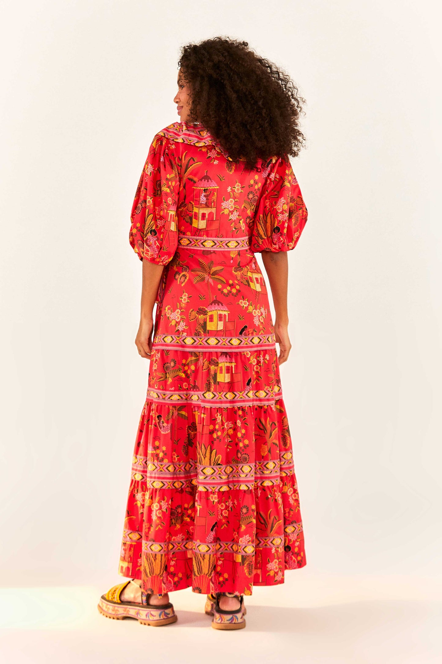 Red Secret Garden Organic Cotton Midi Dress