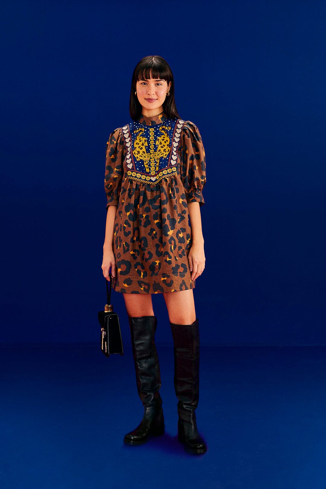 Caramel Maxi Leopard Mini Dress
