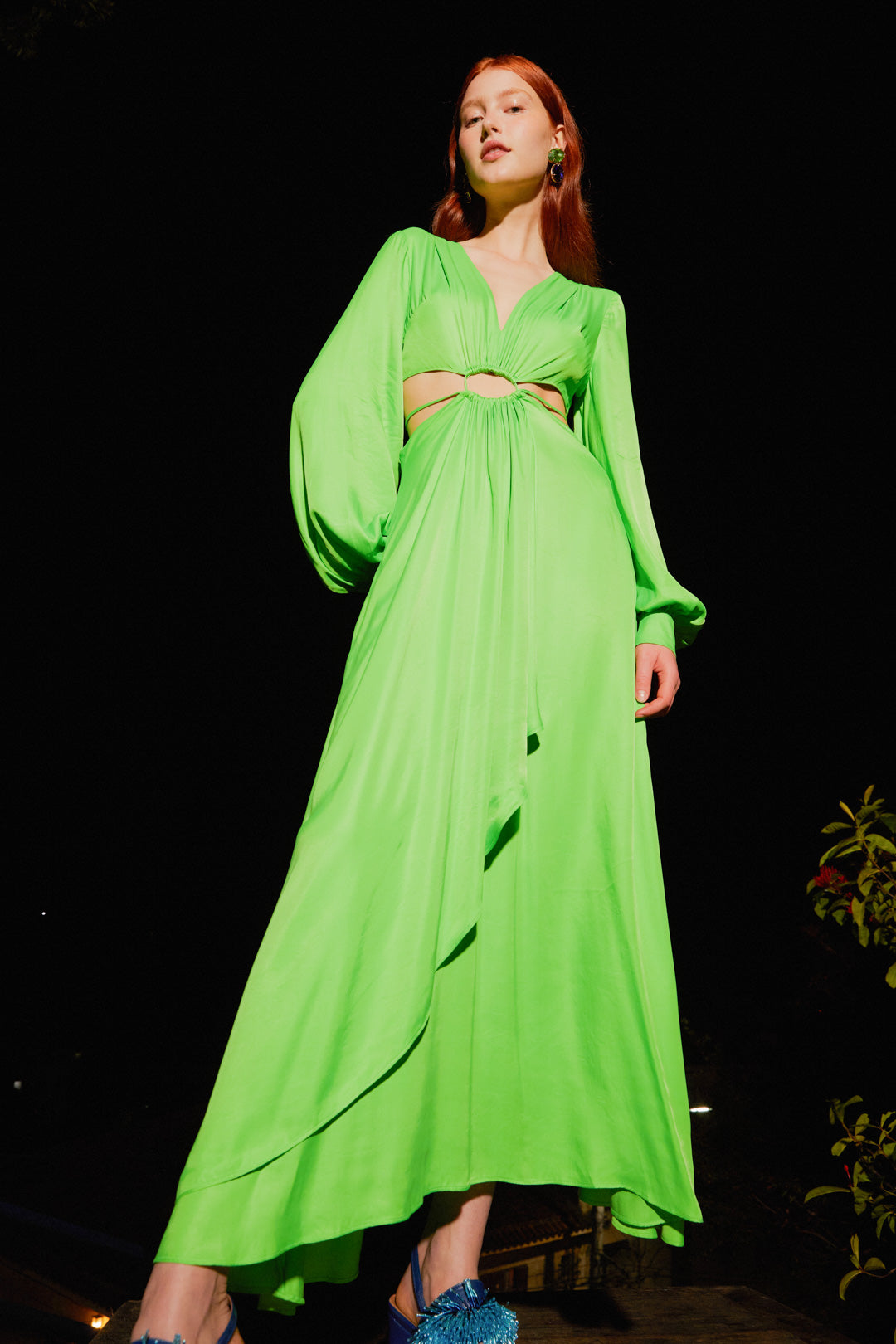 Lime Green Cut Out Maxi Dress