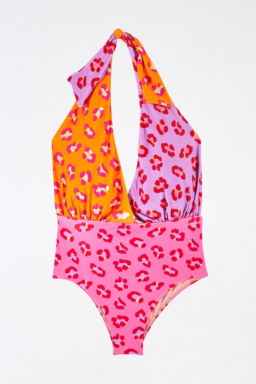 Maxi Leopard Patch Plunge One Piece Swimsuit