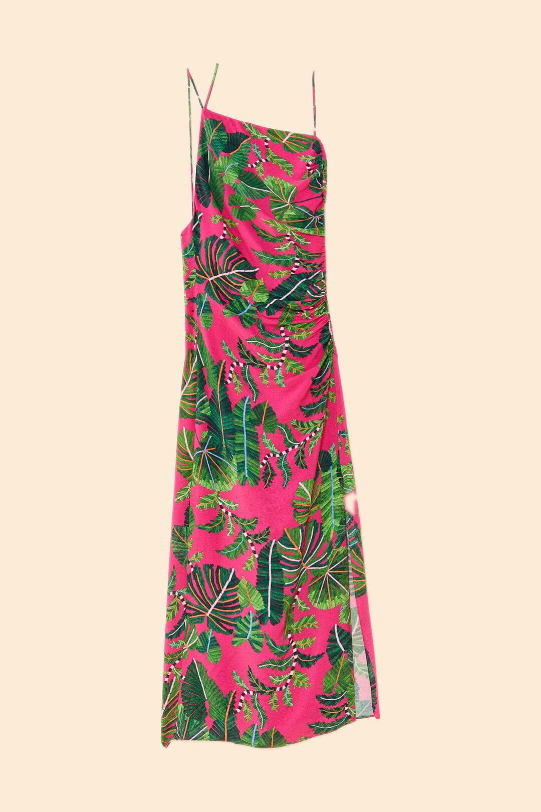 Pink Leaves Midi Dress