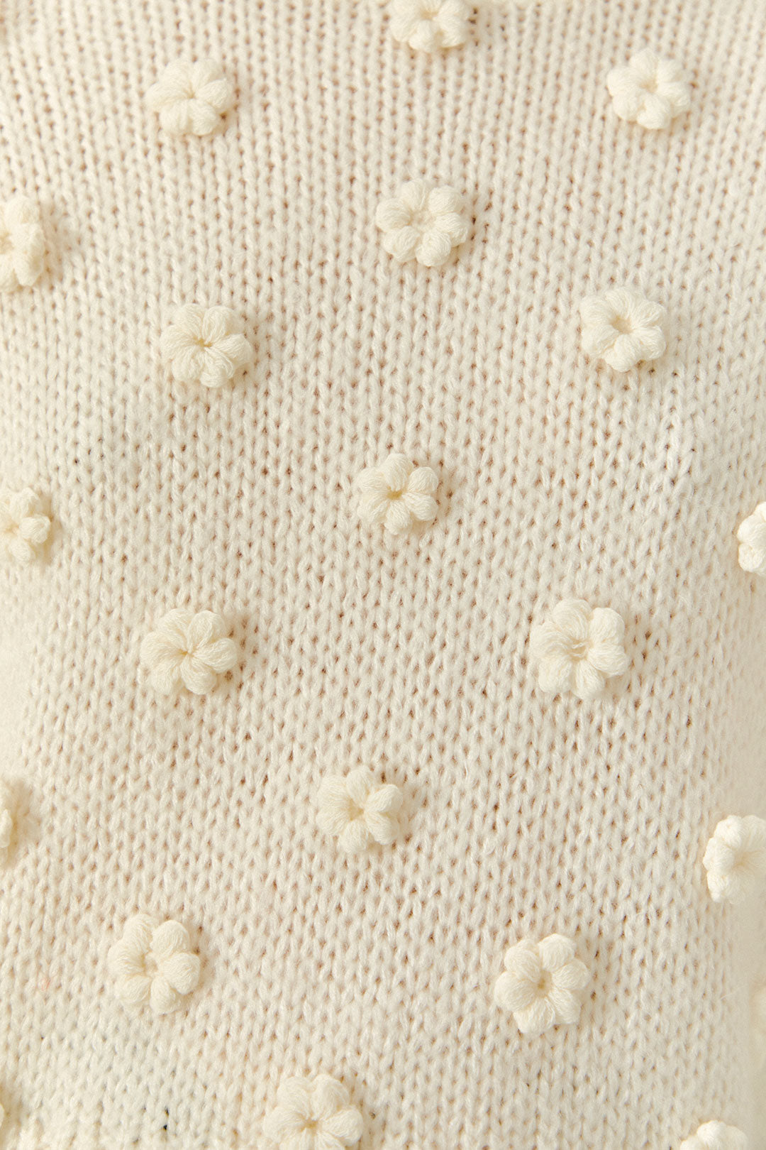 White Handmade Flowers Sweater