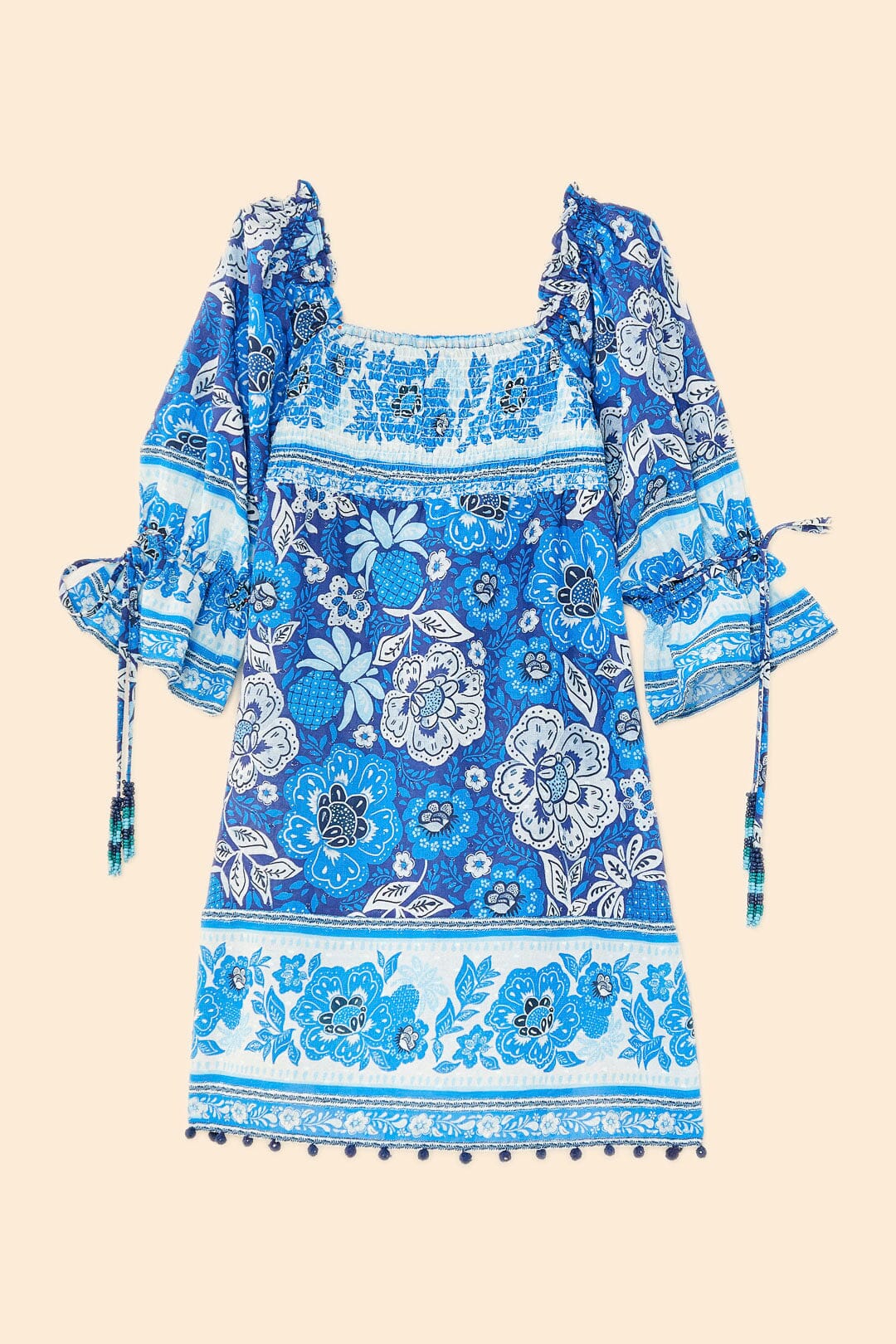 Blue Full Of Flowers Mini Dress