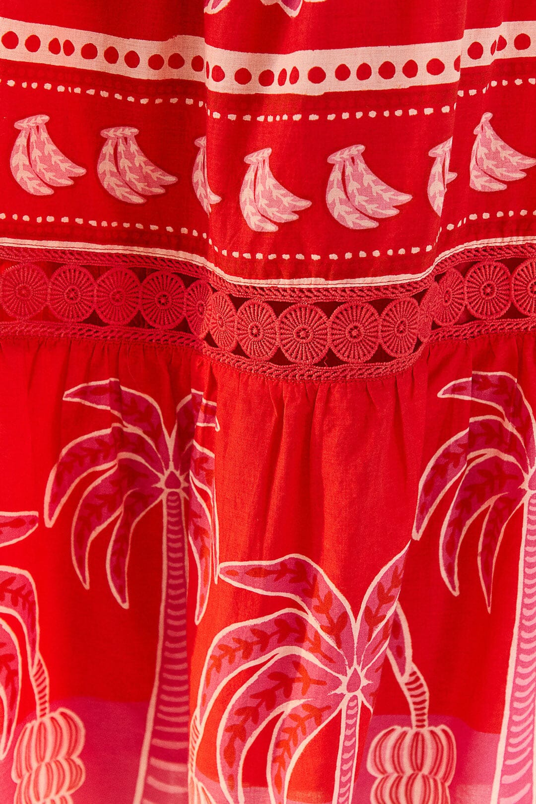 Red Summer Sunrise Midi Dress