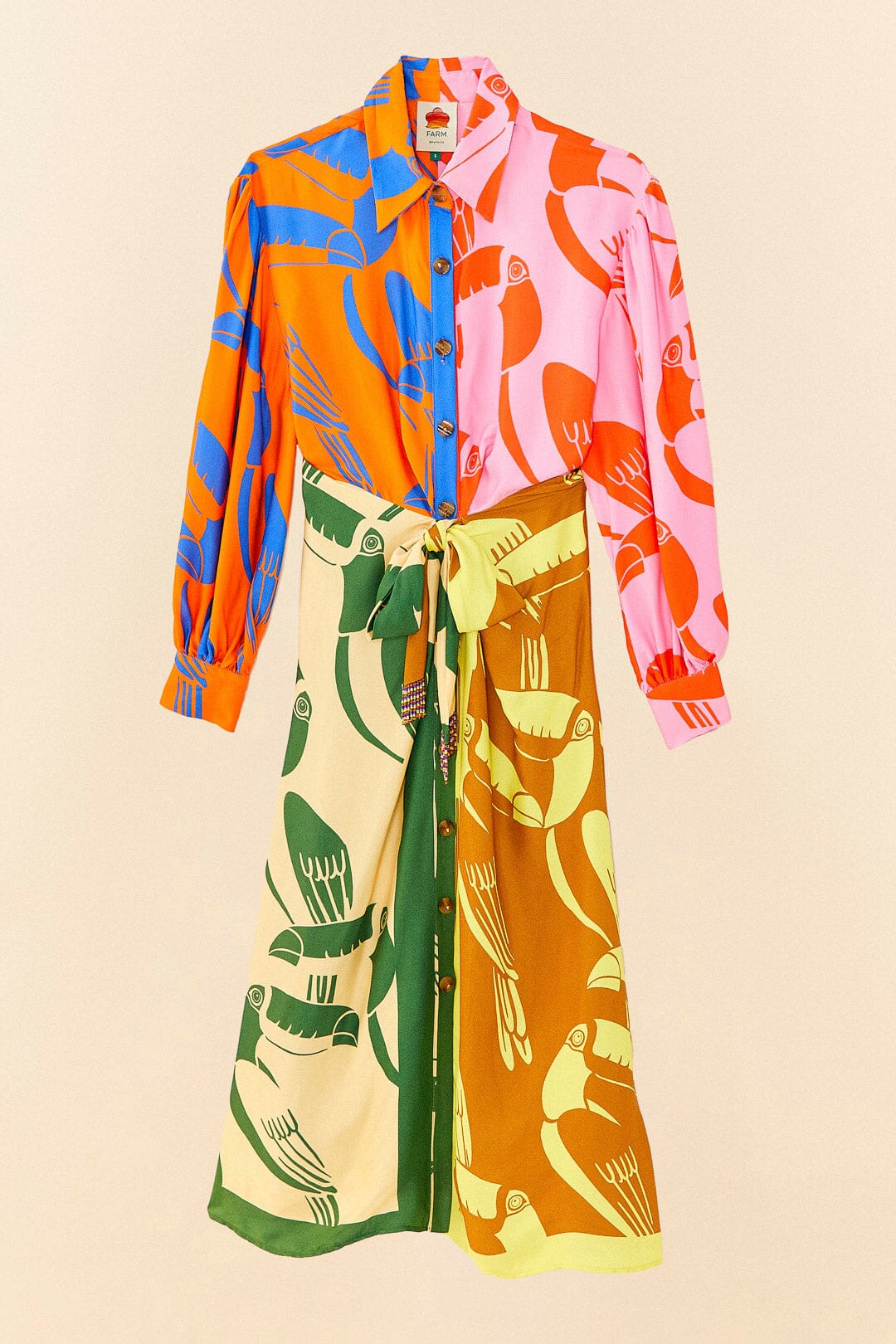 Mixed Rainbow Toucans Lenzing™ Ecovero™ Viscose Midi Dress