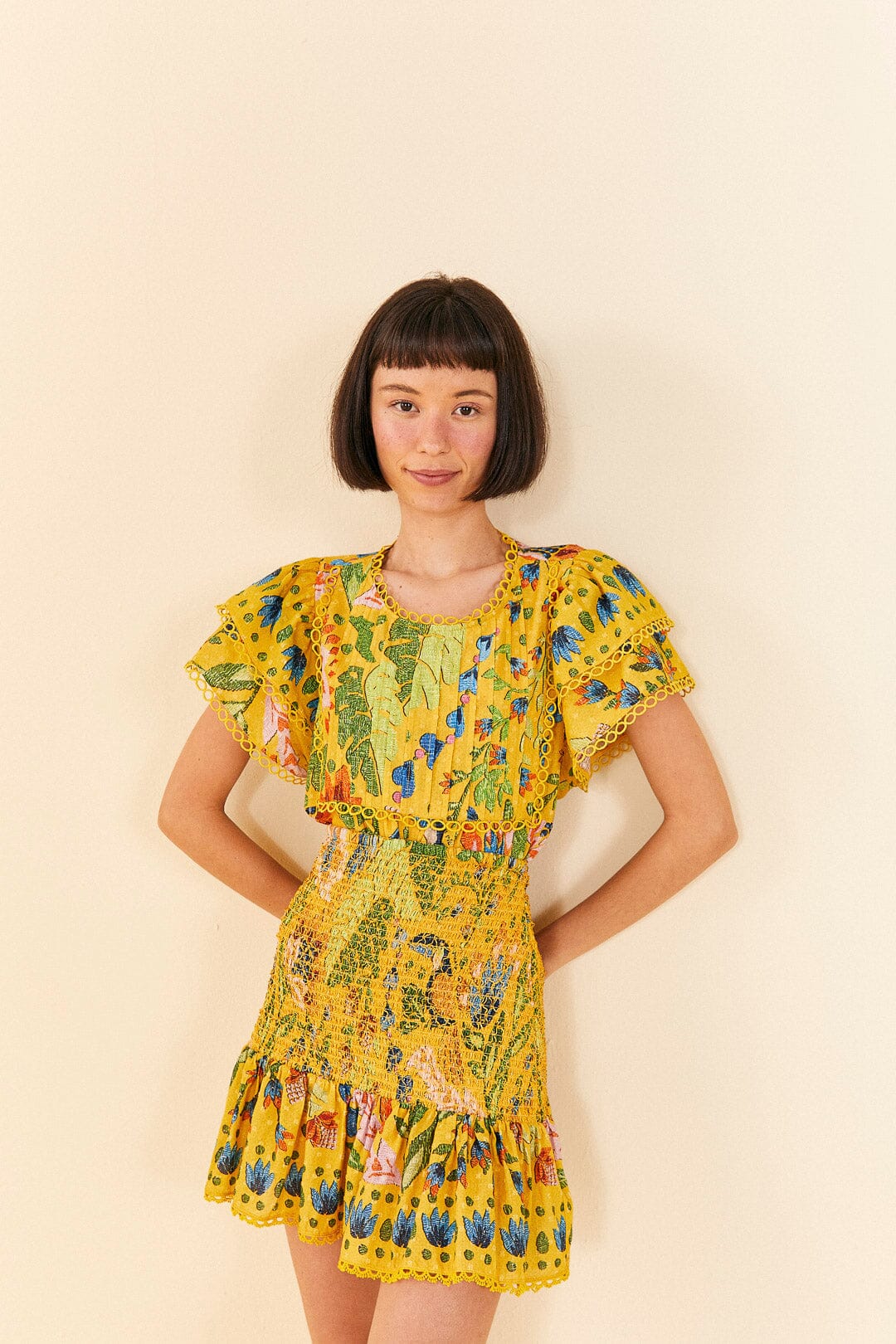 Yellow Summer Garden Mini Skirt