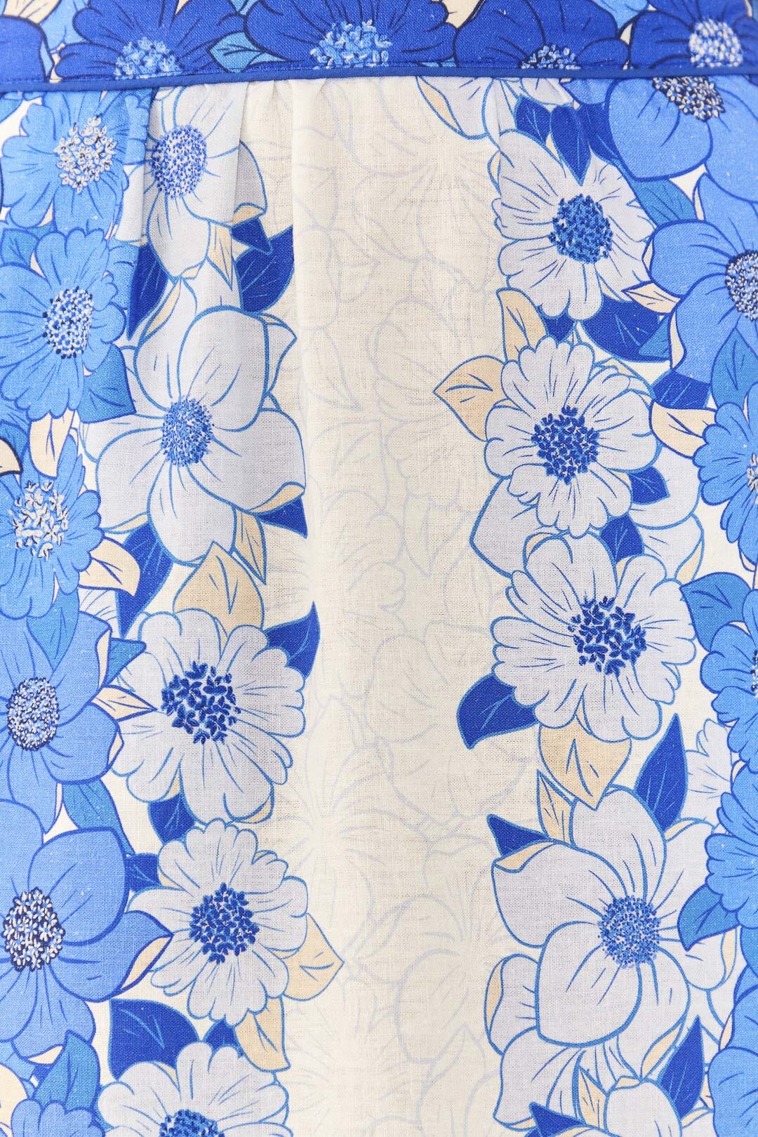 Blue Flower Stripes Midi Skirt