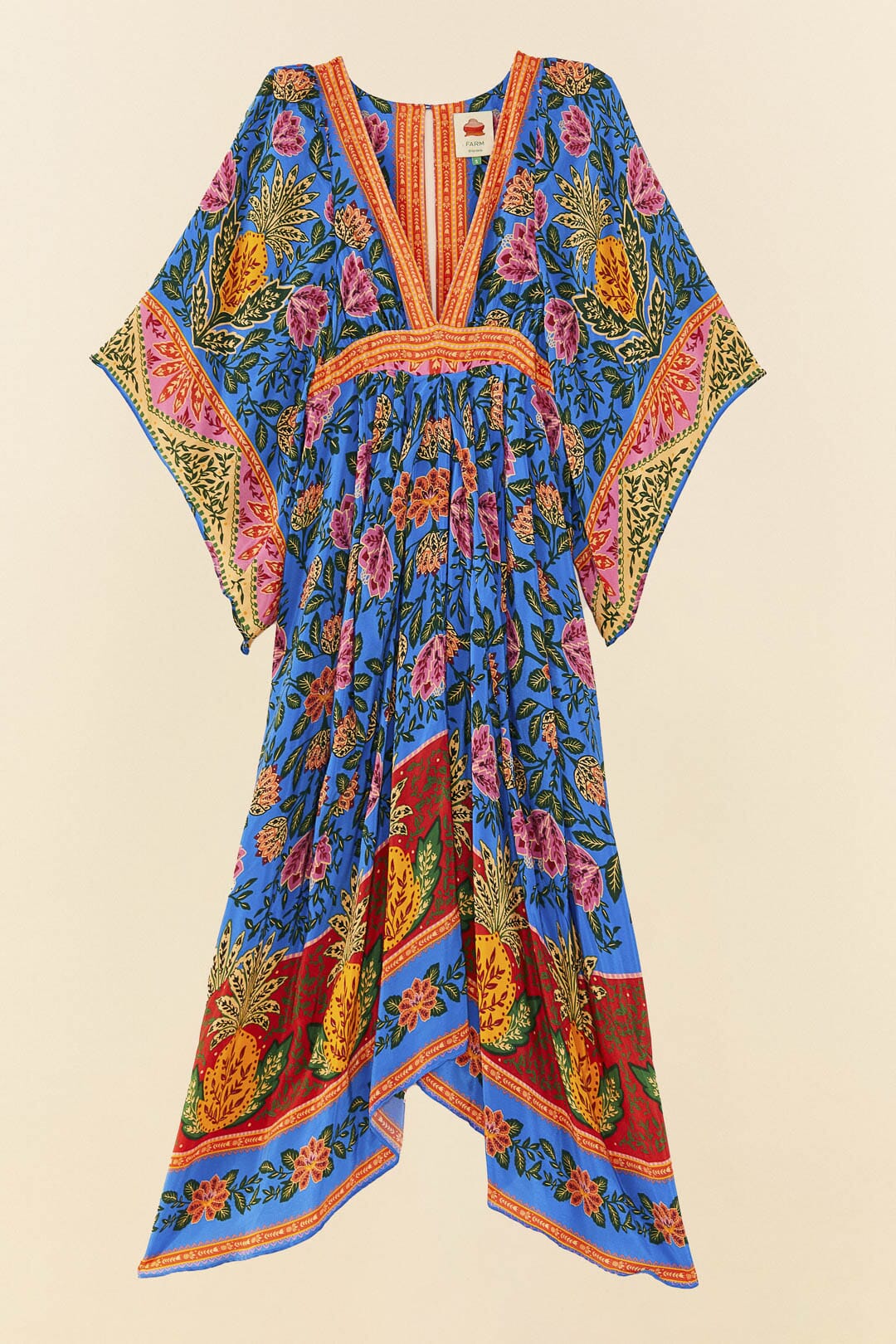 Blue Pineapple Garden Kaftan Maxi Dress
