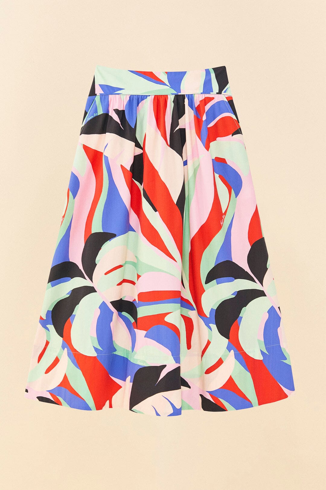 Colorful Monstera Midi Skirt